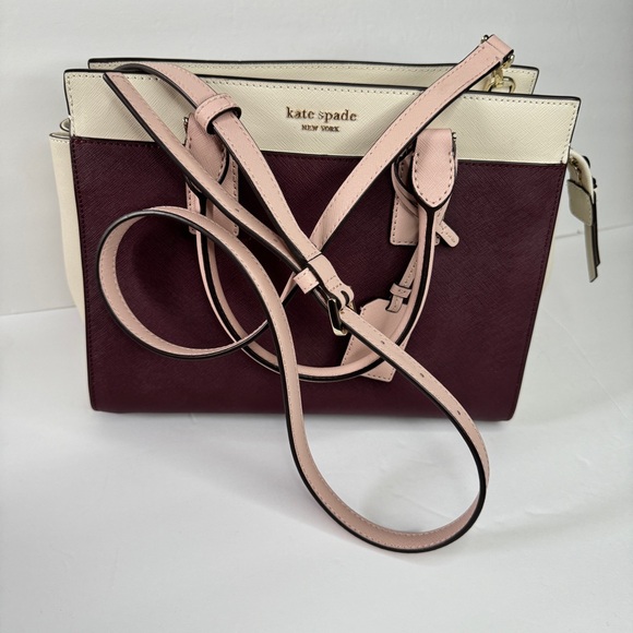 Kate Spade Cameron Medium Satchel Purse Leather Bright White Cherrywood - Picture 6 of 8